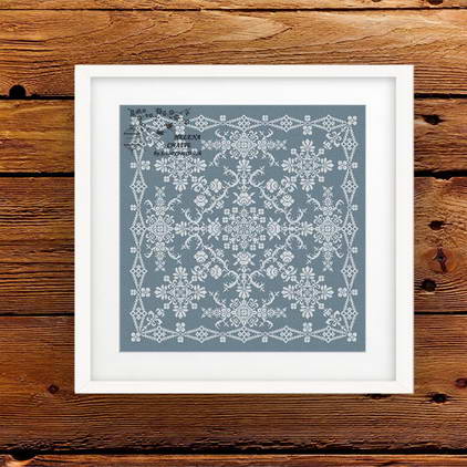 Whitework Lace Ornament with roses cross stitch chart