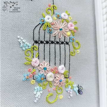 Spring Birdcage Ornament Embroidery chart