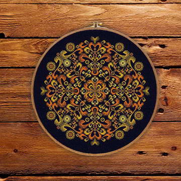 Golden Ornament Embroidery pattern round