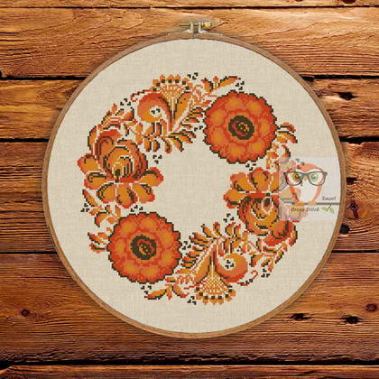 Download Floral wreath cross stitch pattern wreath embroidery design