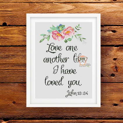 Bible verse cross stitch Love - wedding embroidery