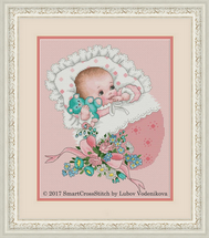 Baby cross stitch pattern pdf - Girl Birth sampler