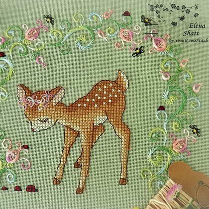 Deer Cross Stitch Round Embroidery Design