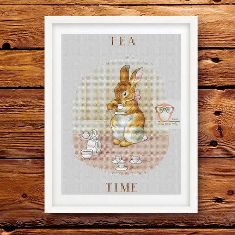 Tea Time for Kittens Cross stitch pattern pdf format
