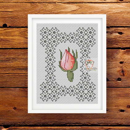 BLACKWORK AND ROSES CROSS STITCH PATTERN ONLY    HM SUQ