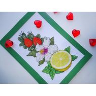 Lemon and Hibiscus cross stitch design