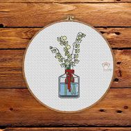Vase with flowers cross stitch pattern
