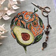 Floral cross stitch pattern Avocado