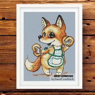 Fox with bagels cross stitch pattern
