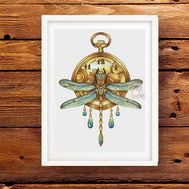 Time to fly - Dragonfly cross stitch pattern