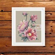 Imperial Peonies cross stitch pattern