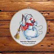 Singing Snowman cross stitch pattern
