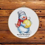 Snowman with Ball cross stitch pattern