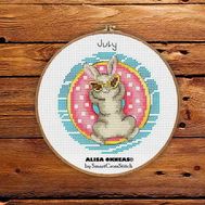 July - Bunnies Calendar cross stitch pattern