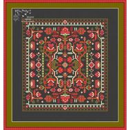 Red Floral Ornament Cross Stitch pattern