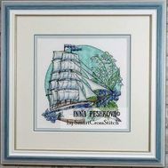 Ship and may-lily cross stitch