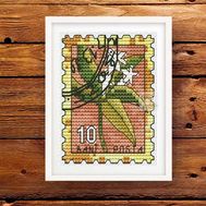 Stamp with flowers cross stitch pattern
