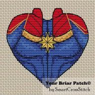 Captain Marvel Heart Cross stitch pattern