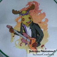 Funny Elk with Guitar Free cross stitch pattern
