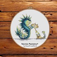 Monster and Cat Cross stitch pattern