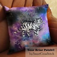 Mandala Tiger cross stitch pillow