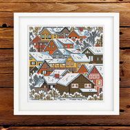 Winter Houses cross stitch pattern