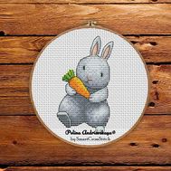 Cute Bunny with Carrot cross stitch pattern