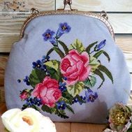 Two Roses and Dragonfly cross stitch pattern