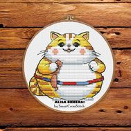 Fat Cat cross stitch pattern