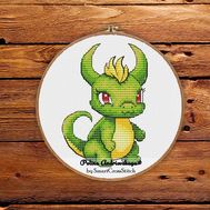 Cute Green Dragon cross stitch pattern