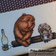 Hedgehog and Bear cross stitch pattern