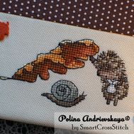 Hedgehog and snail cross stitch pattern