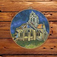 The Church at Auvers by Van Gogh cross stitch pattern