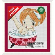 Girl in the Bath free cross stitch pattern