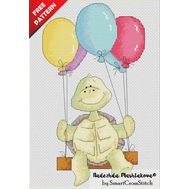 Happy Birthday Turtle Free cross stitch pattern