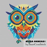 Indie Owl cross stitch pattern