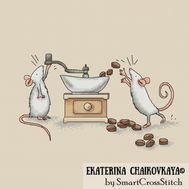 Mice and Сoffee Mill cross stitch pattern