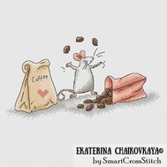 Mouse and Сoffee cross stitch pattern