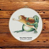 Toad and hamster cross stitch pattern