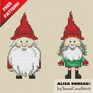 Two Xmas Gnomes free cross stitch pattern
