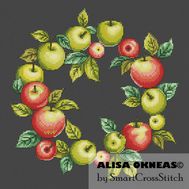 Apples Wreath cross stitch pattern