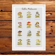 Edible mushrooms cross stitch pattern