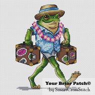 Funny Vacation Frog cross stitch pattern