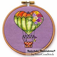 Autumn Heart Balloon cross stitch pattern