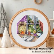 Holiday Window cross stitch pattern