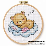 Sleeping Baby Bear cross stitch pattern