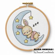 Sleeping Bunny cross stitch pattern