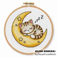 Sleeping Cat cross stitch pattern