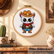 Cowboy Cat cross stitch pattern