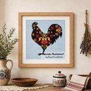 Flower Rooster cross stitch pattern